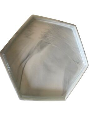 Heavy White Gray Marble Look Hexagon Decorative Vanity Tray